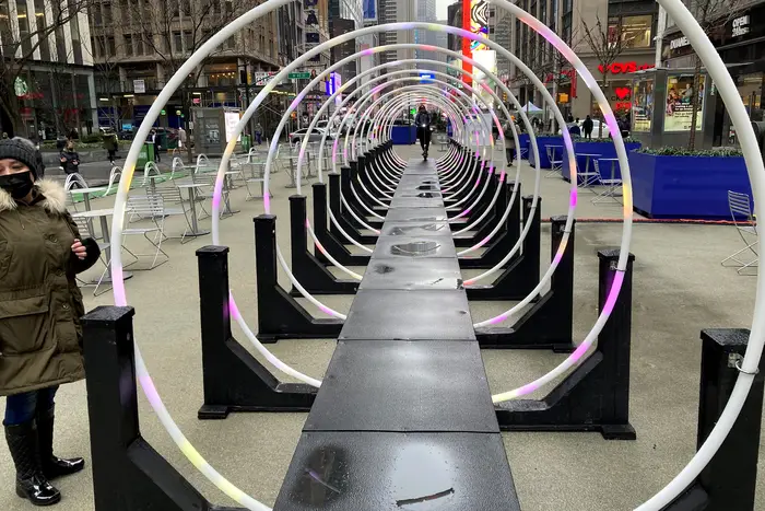A photo of "Passage," created by Serge Maheu, located in the Garment District